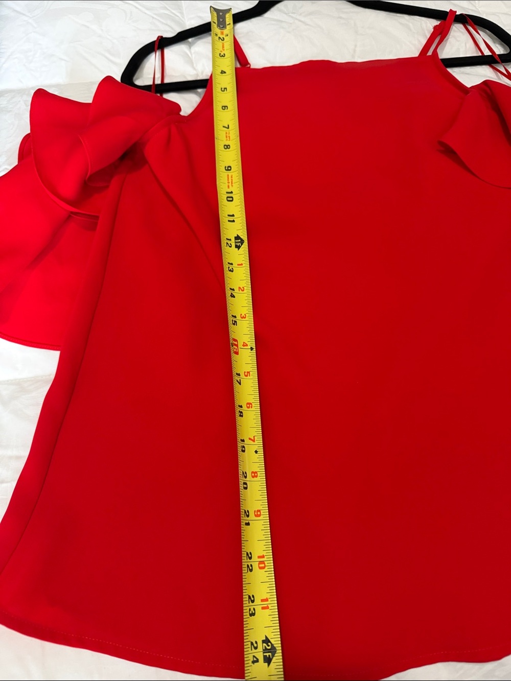 Sugarlips Red Ruffle Cold-Shoulder Blouse - Picture 4 of 5